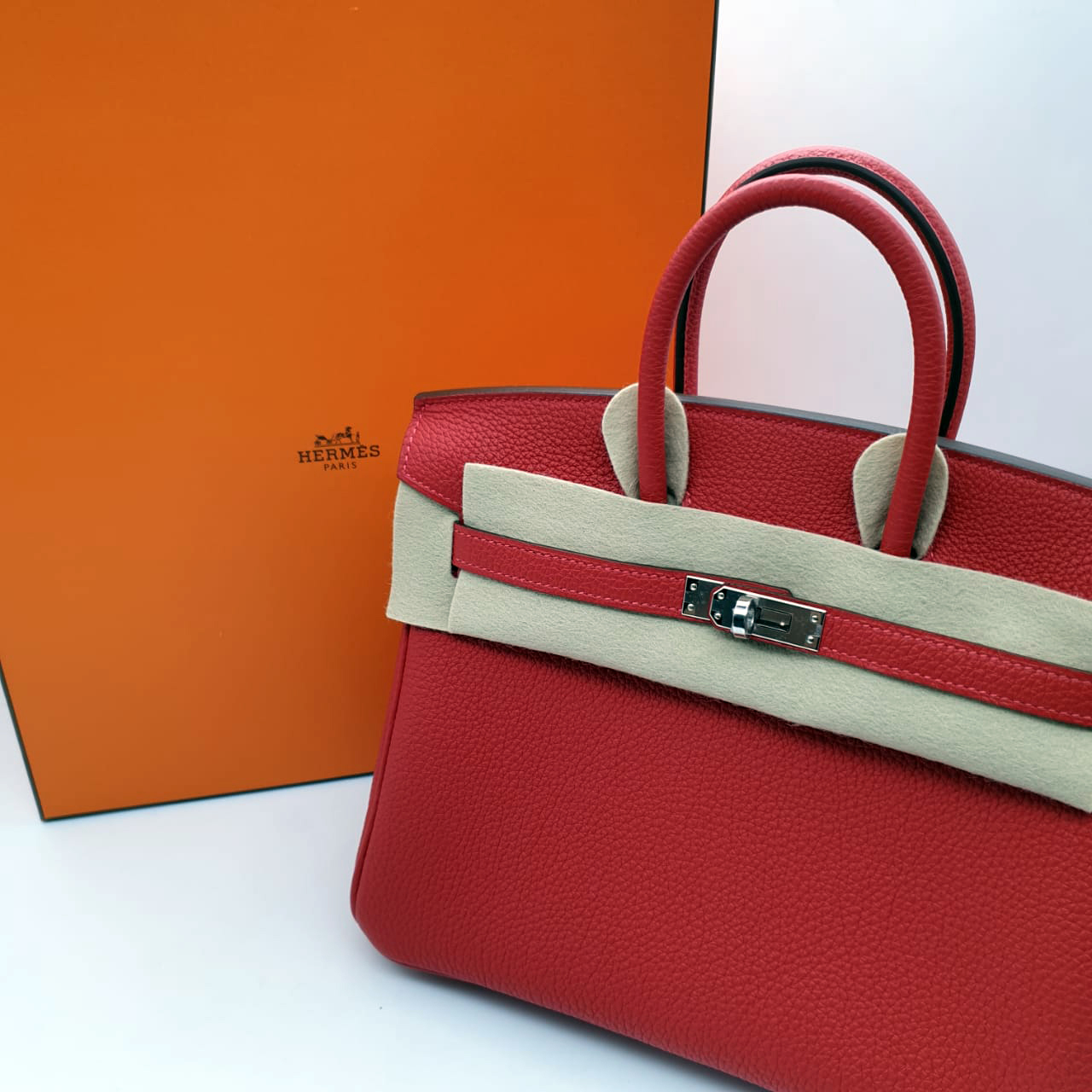 Сумка Hermes Birkin B25 Rouge Casaque PHW Togo