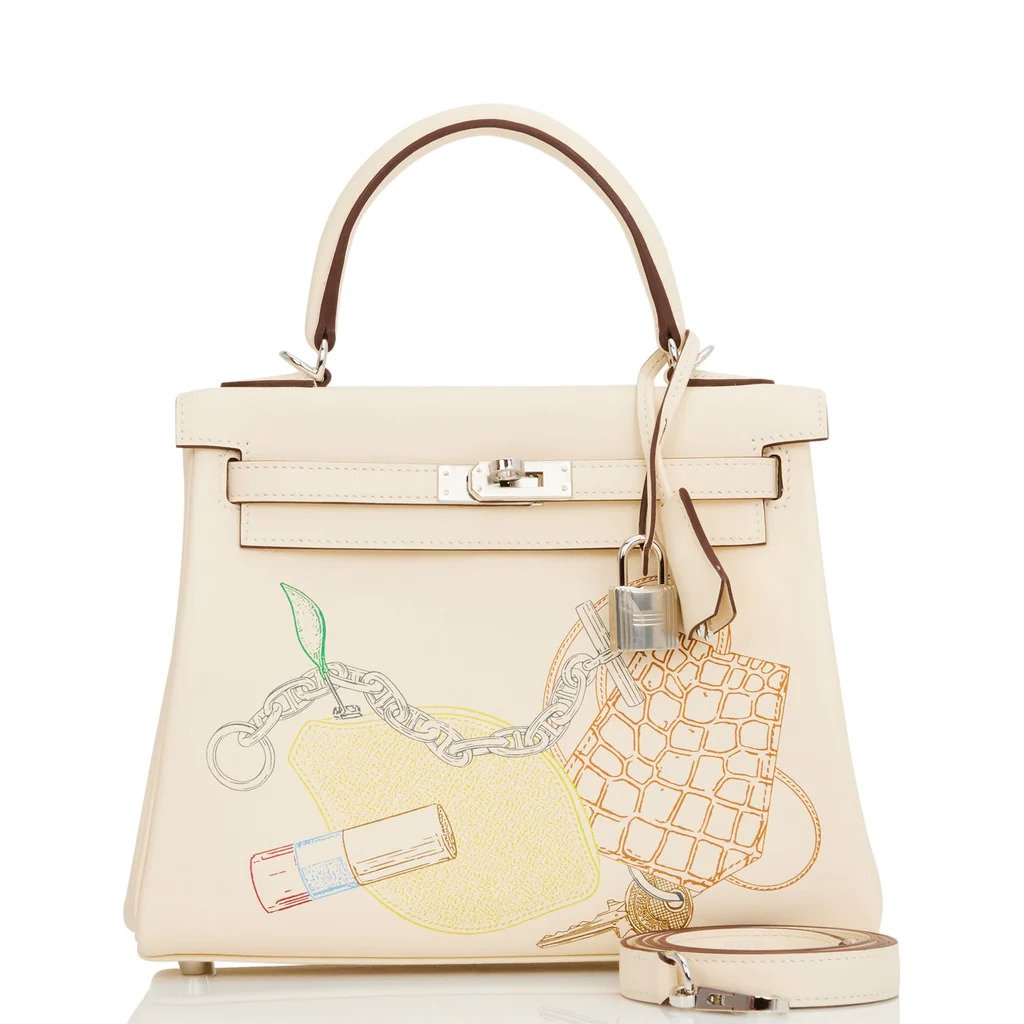 Сумка Hermes Kelly Retourne 25 In & Out Nata Swift Palladium Hardware