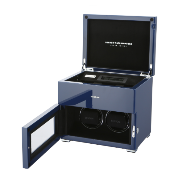 Часовая шкатулка для подзавода 2-х часов Benson Limited Edition Black Series Blue 2.16.BU