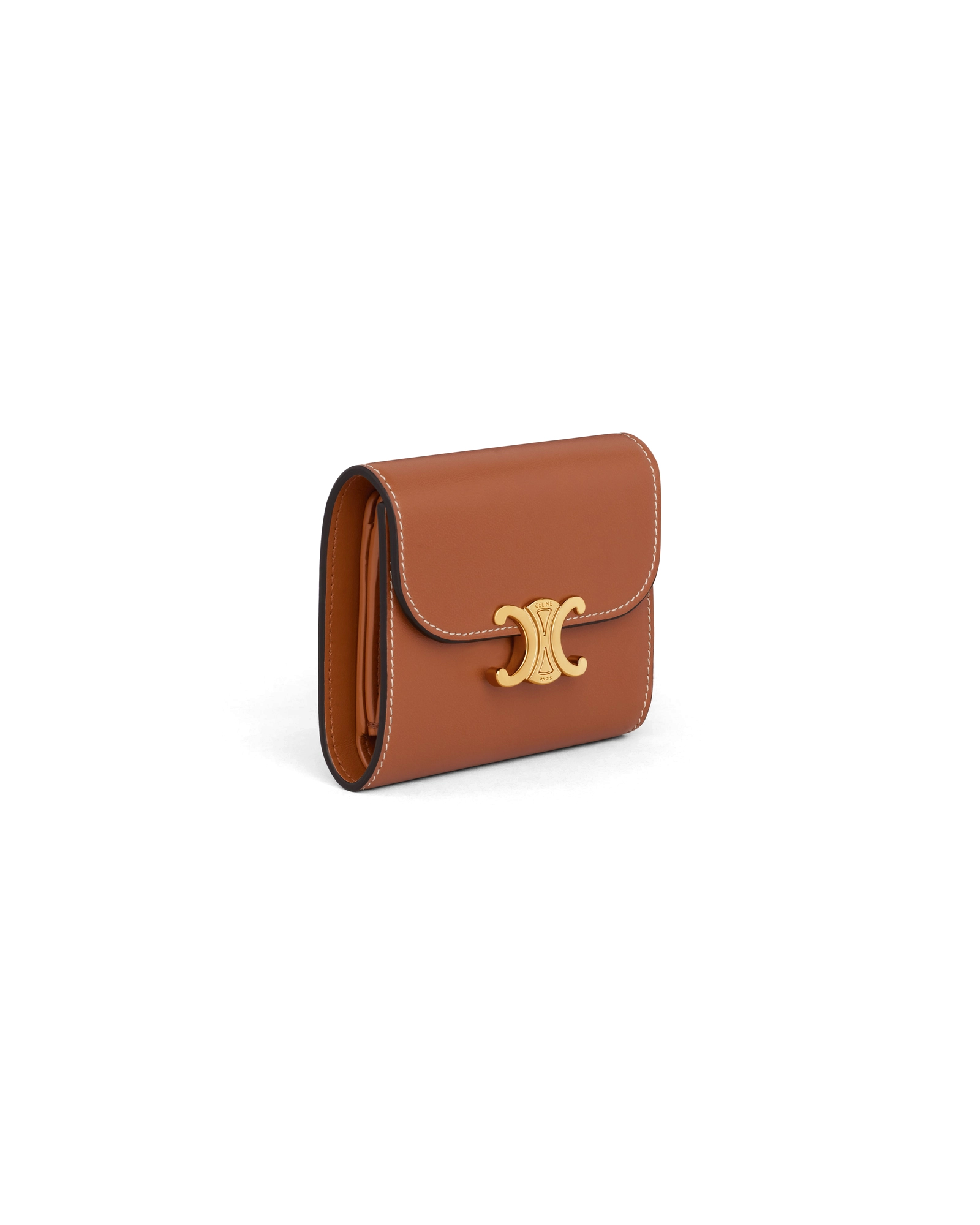 Кошелек Celine Small Flap Wallet Triomphe In Shiny Smooth Lambskin Tan 10D783BZG.04LU