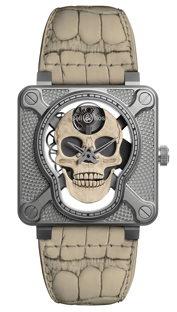 Bell & Ross Instruments BR 01 Laughing Skull White 46 mm BR01-SKULL-O-SK-ST