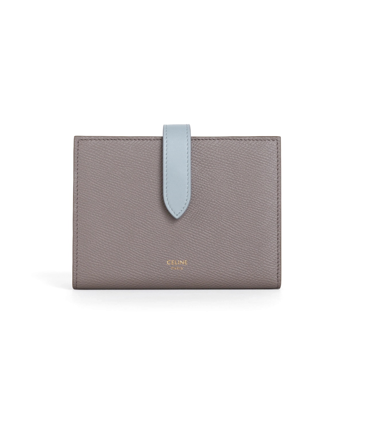 Кошелек Celine Medium Strap Wallet In Bicolour Grained Calfskin Pebble/Mineral 10B643BRU