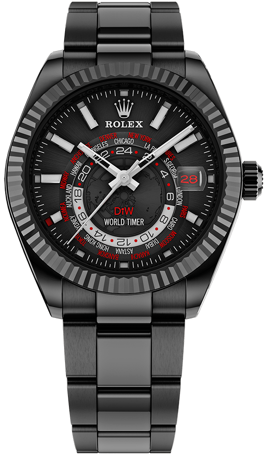 Rolex DiW Sky-Dweller World Timer Black Red CUSTOM