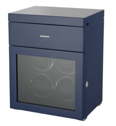 Часовая шкатулка для подзавода 4-х часов Benson Limited Edition Black Series Blue 4.16.BU