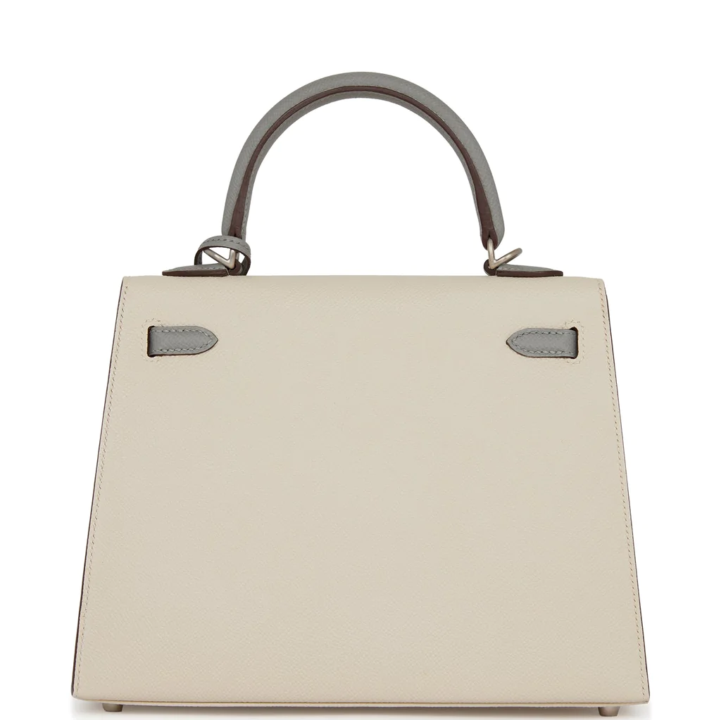 Сумка Hermes Special Order (HSS) Kelly Sellier 25 Craie and Gris Mouette Epsom Brushed Palladium Hardware