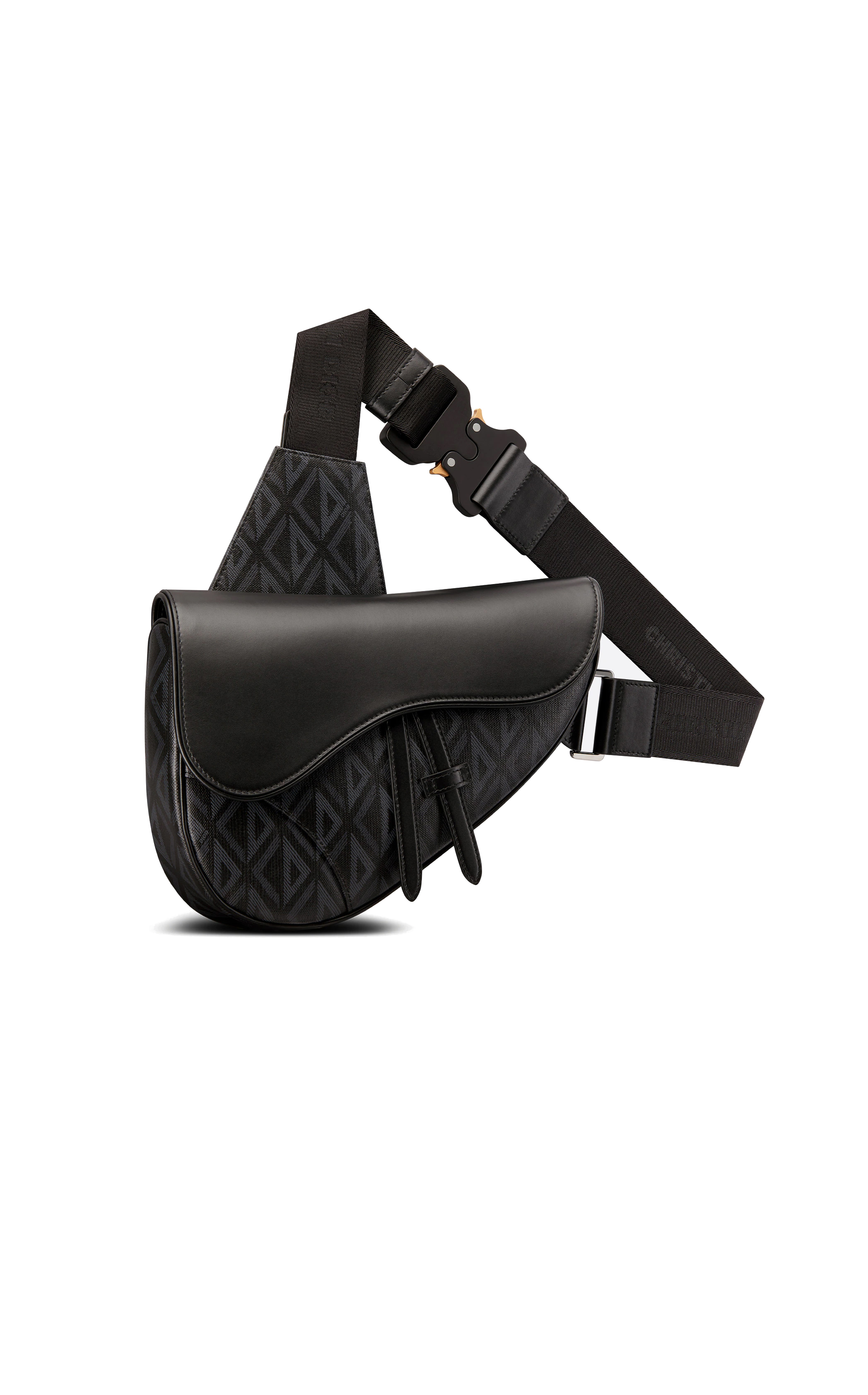 Сумка Christian Dior Saddle Bag Black CD Diamond Canvas and Smooth Calfskin 1ADPO093CDP_H43E