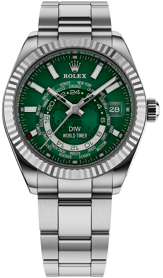 Rolex DiW Sky-Dweller World Timer Steel Green CUSTOM