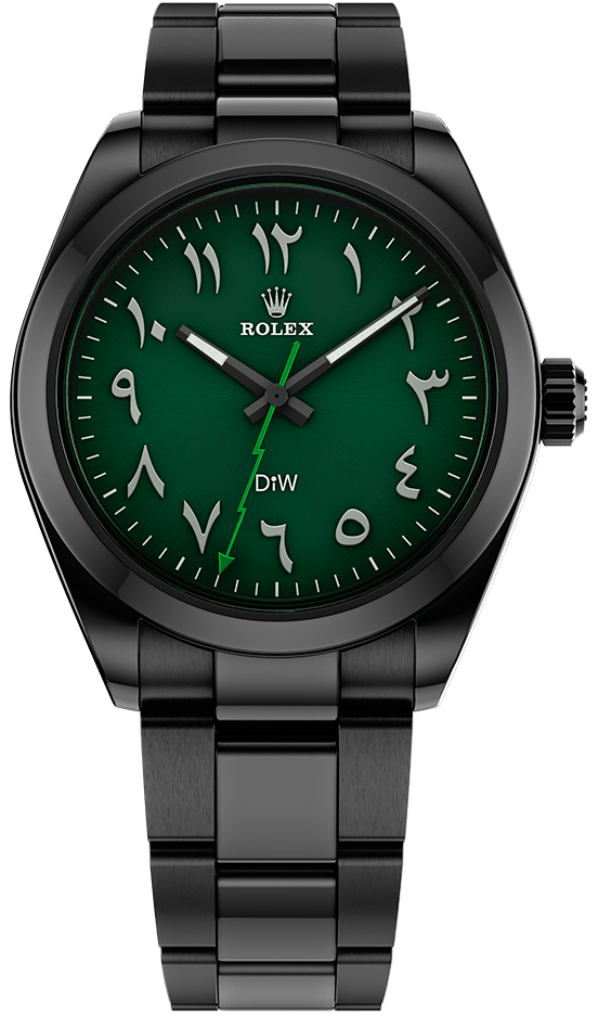 Rolex DiW Oyster Milgauss DLC Black & Dial Green CUSTOM