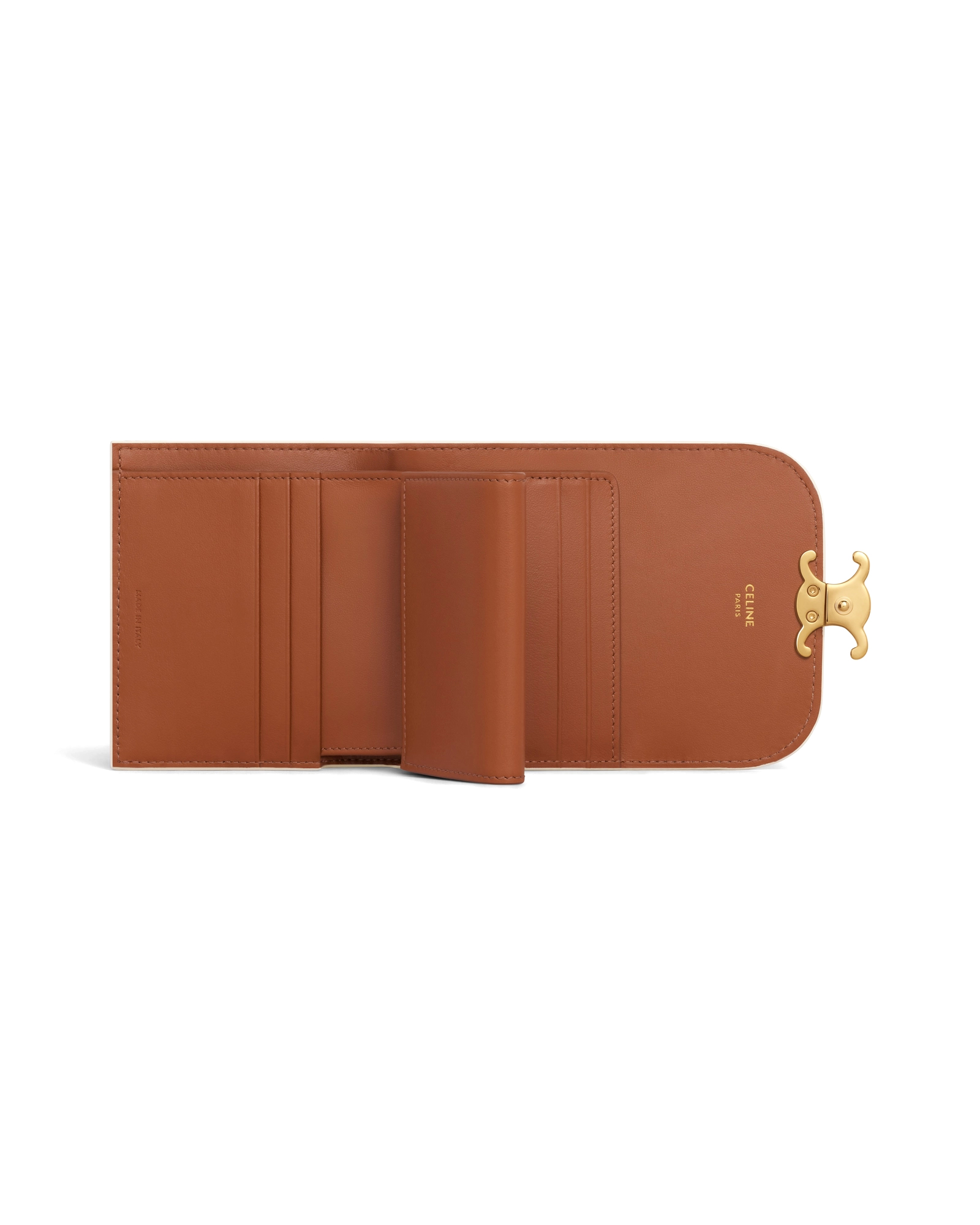 Кошелек Celine Small Flap Wallet Triomphe In Triomphe Canvas White/Tan 10D782CQH.01TA