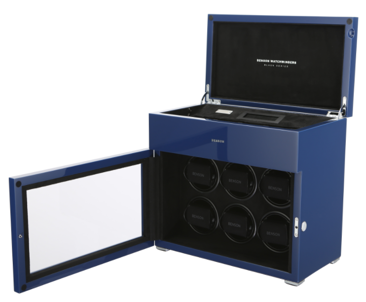 Часовая шкатулка для подзавода 6-и часов Benson Limited Edition Black Series Blue 6.16.BU