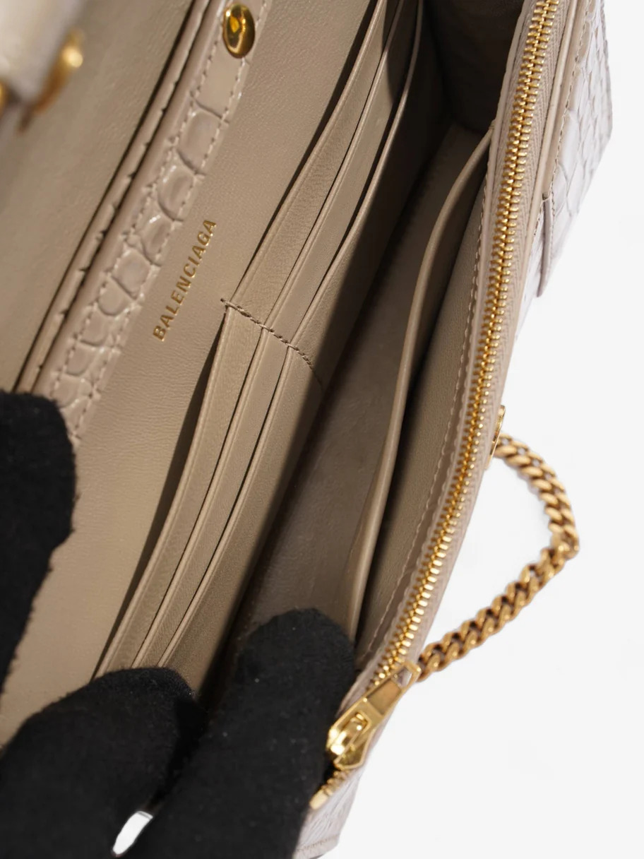 Сумка Balenciaga Croc Hourglass Wallet On Chain Grey Ebossed Leather