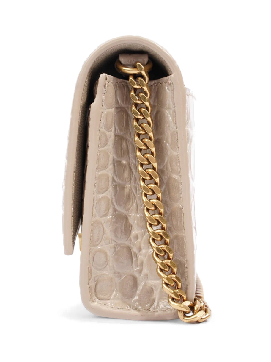 Сумка Balenciaga Croc Hourglass Wallet On Chain Grey Ebossed Leather