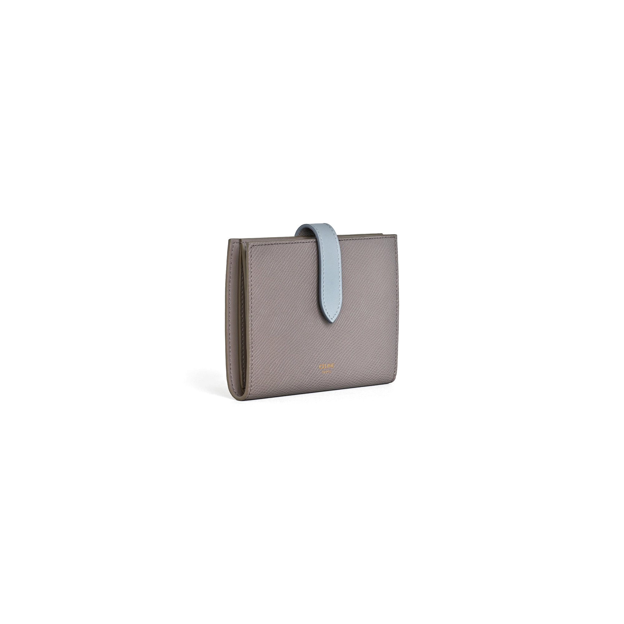 Кошелек Celine Medium Strap Wallet In Bicolour Grained Calfskin Pebble/Mineral 10B643BRU