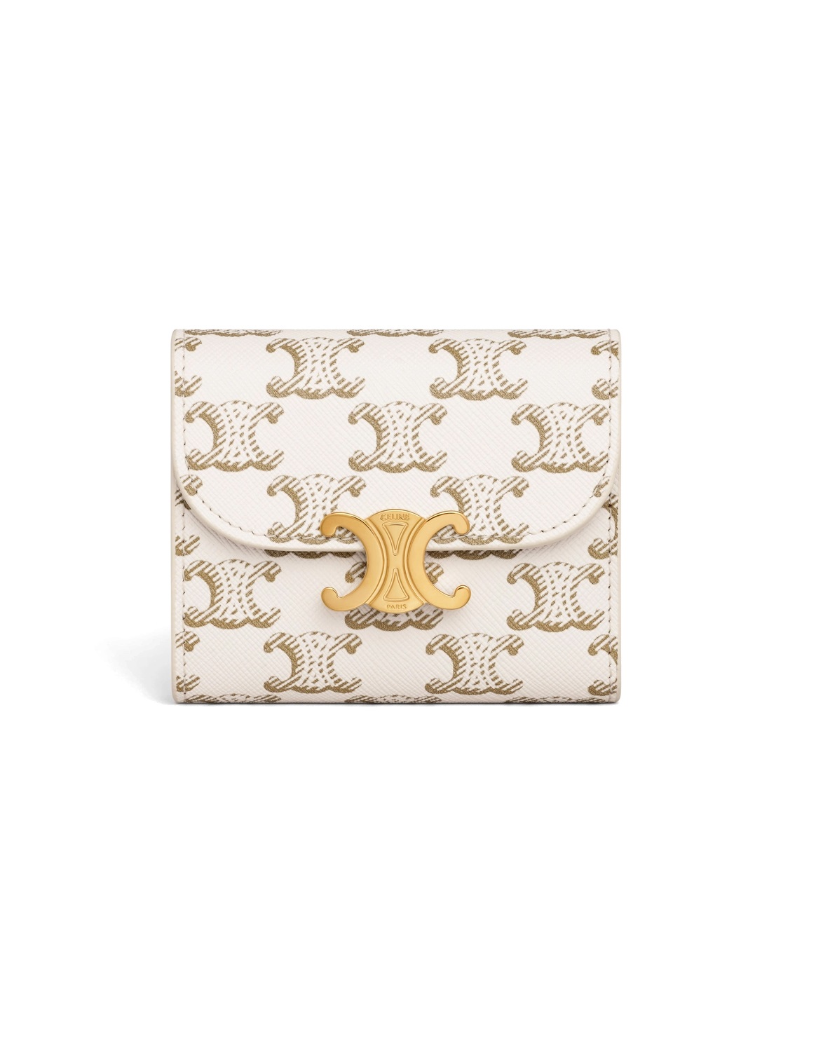 Кошелек Celine Small Flap Wallet Triomphe In Triomphe Canvas White/Tan 10D782CQH.01TA