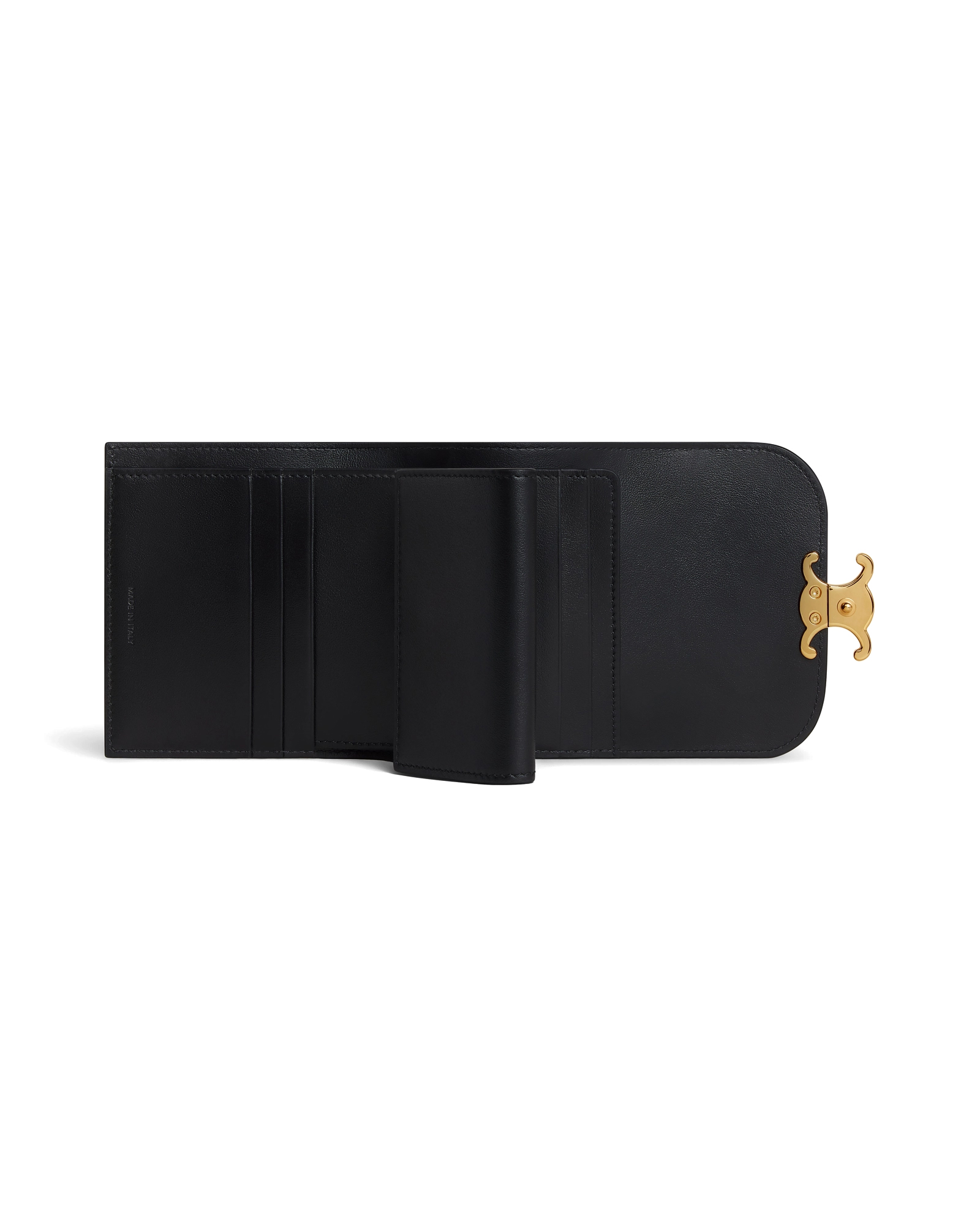 Кошелек Celine Small Flap Wallet Triomphe In Shiny Calfskin Black  10D783DPV.38NO