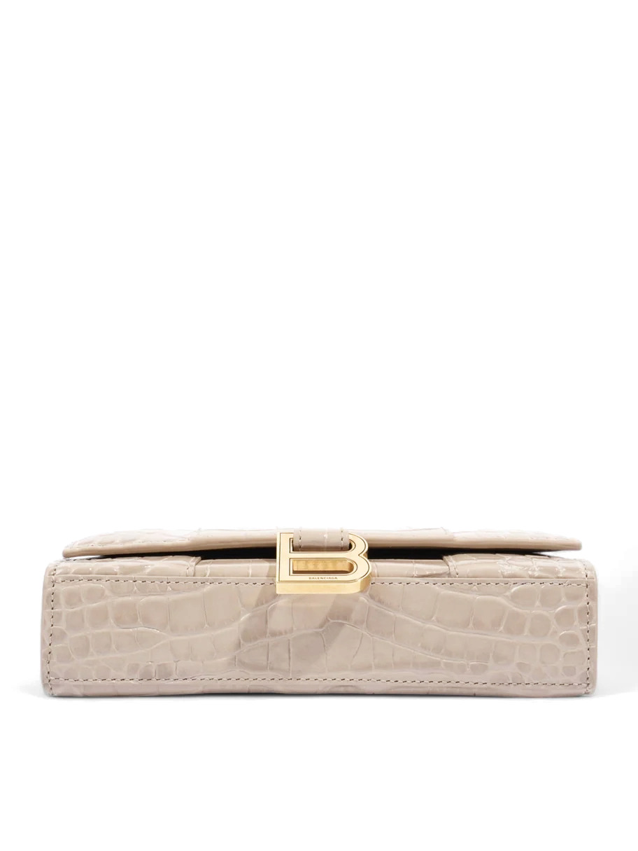 Сумка Balenciaga Croc Hourglass Wallet On Chain Grey Ebossed Leather