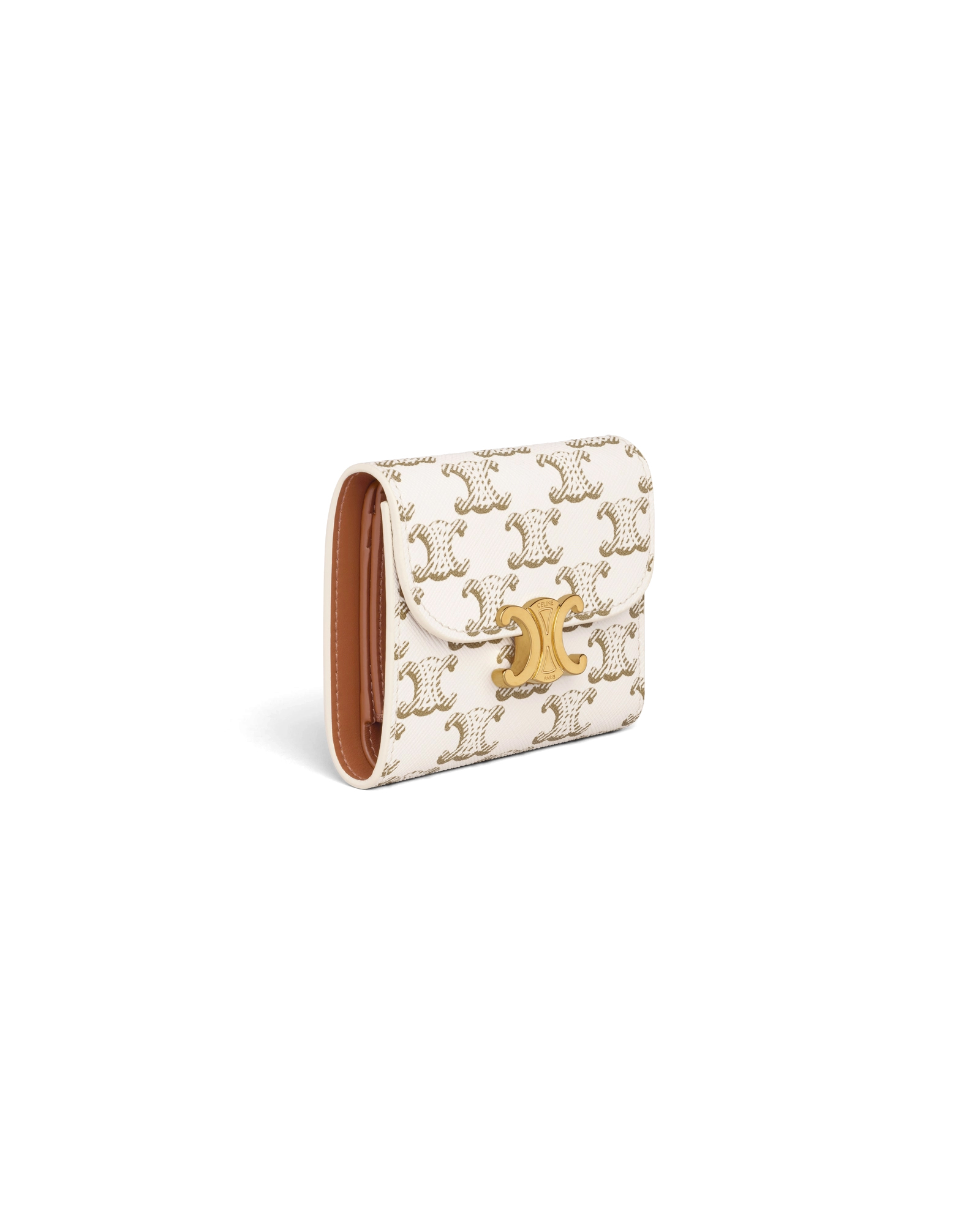 Кошелек Celine Small Flap Wallet Triomphe In Triomphe Canvas White/Tan 10D782CQH.01TA