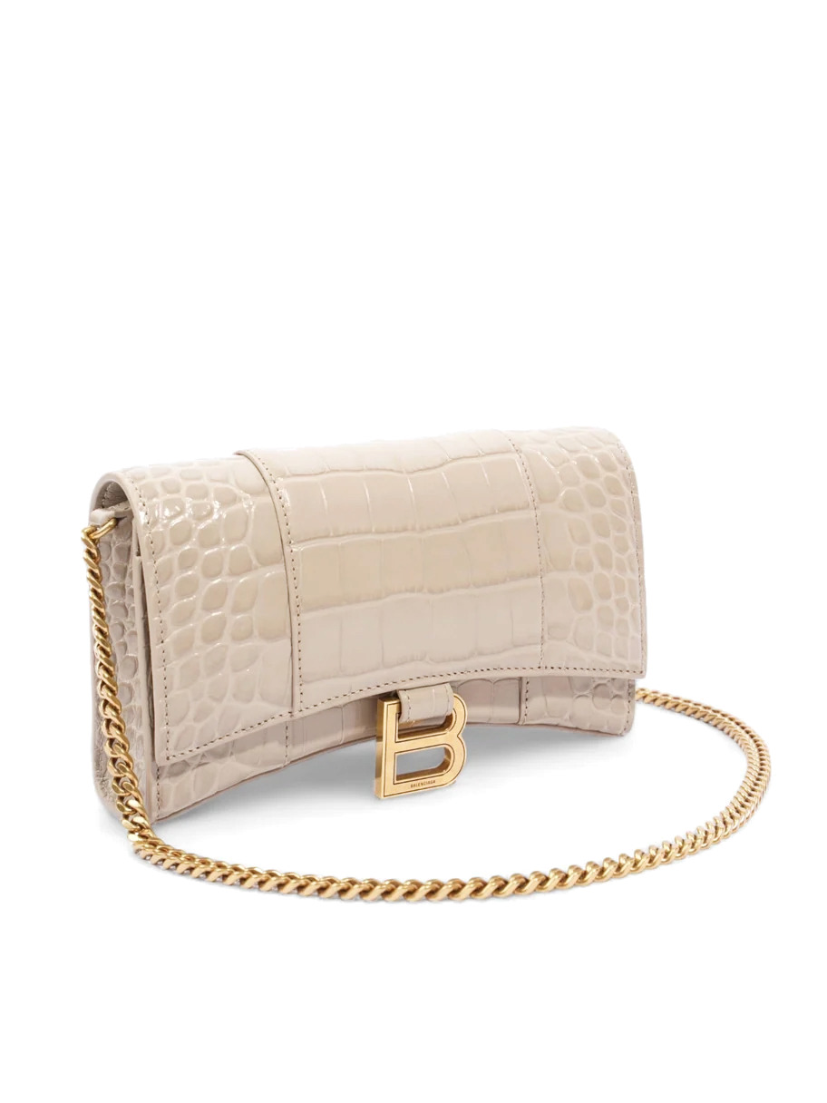 Сумка Balenciaga Croc Hourglass Wallet On Chain Grey Ebossed Leather