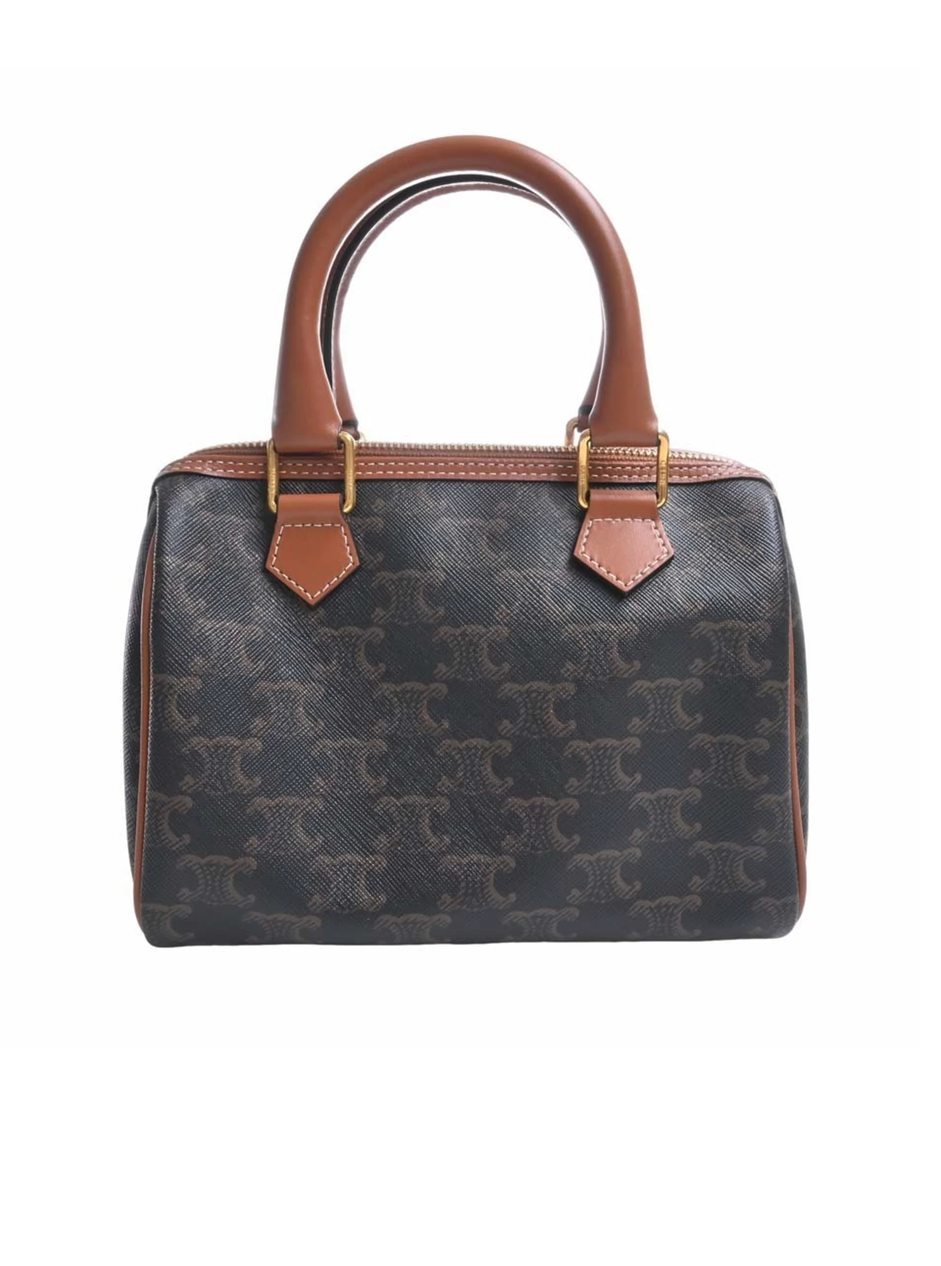 Сумка Celine Leather Triomphe Small Boston Bag Shoulder 197582CAS Brown