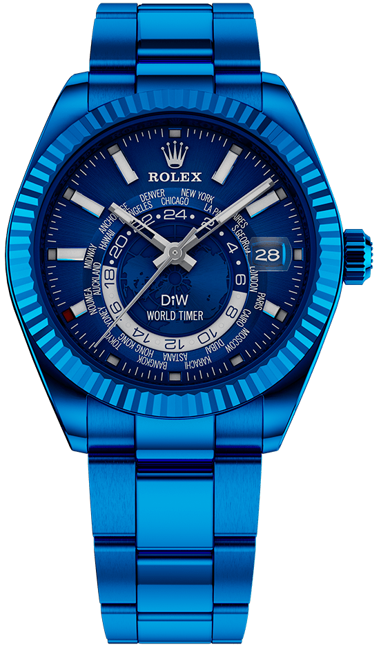 Rolex DiW Sky-Dweller World Timer Blue DLC CUSTOM
