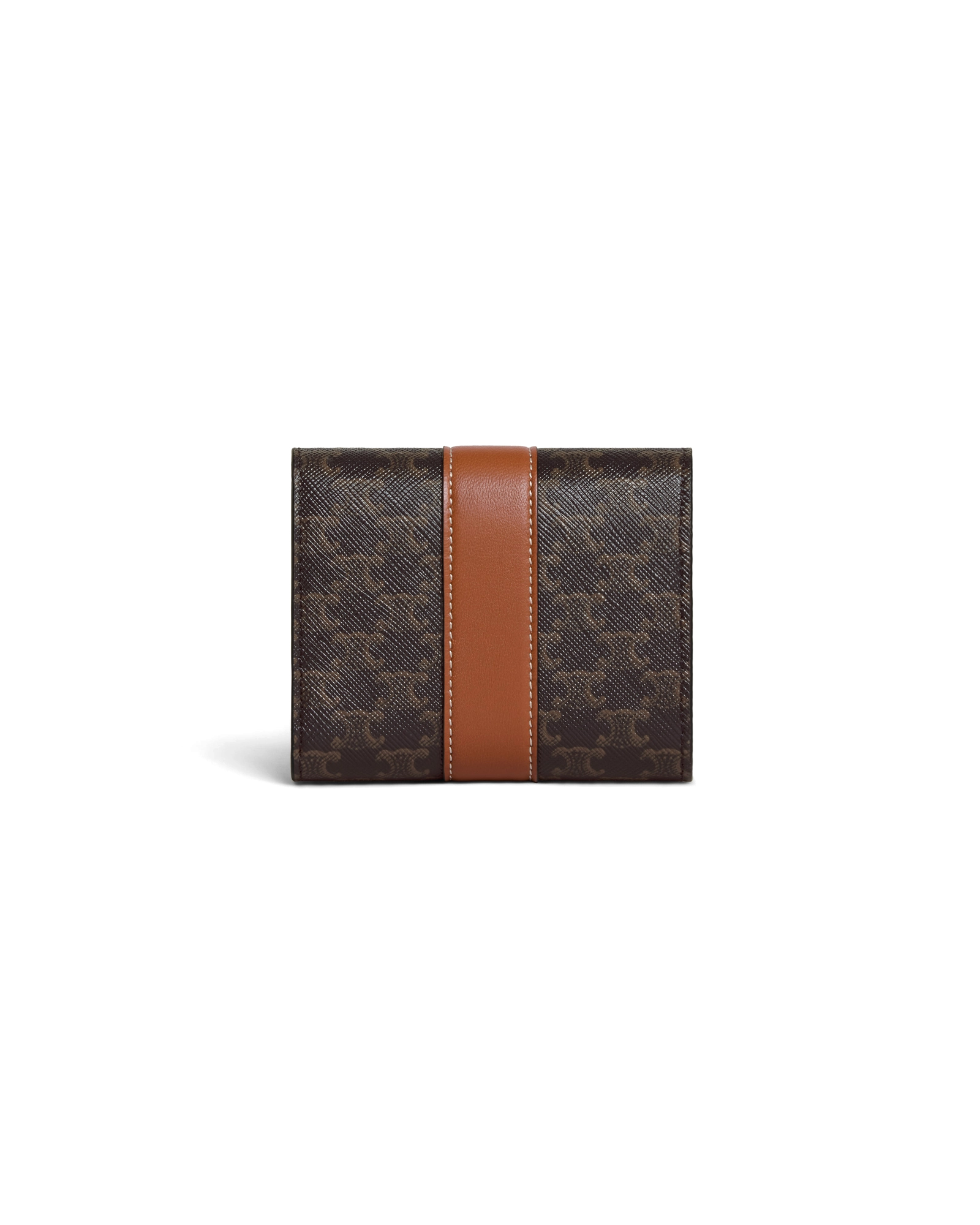 Кошелек Celine Small Trifold Wallet In Triomphe Canvas and Lambskin Tan 10D722BZ9