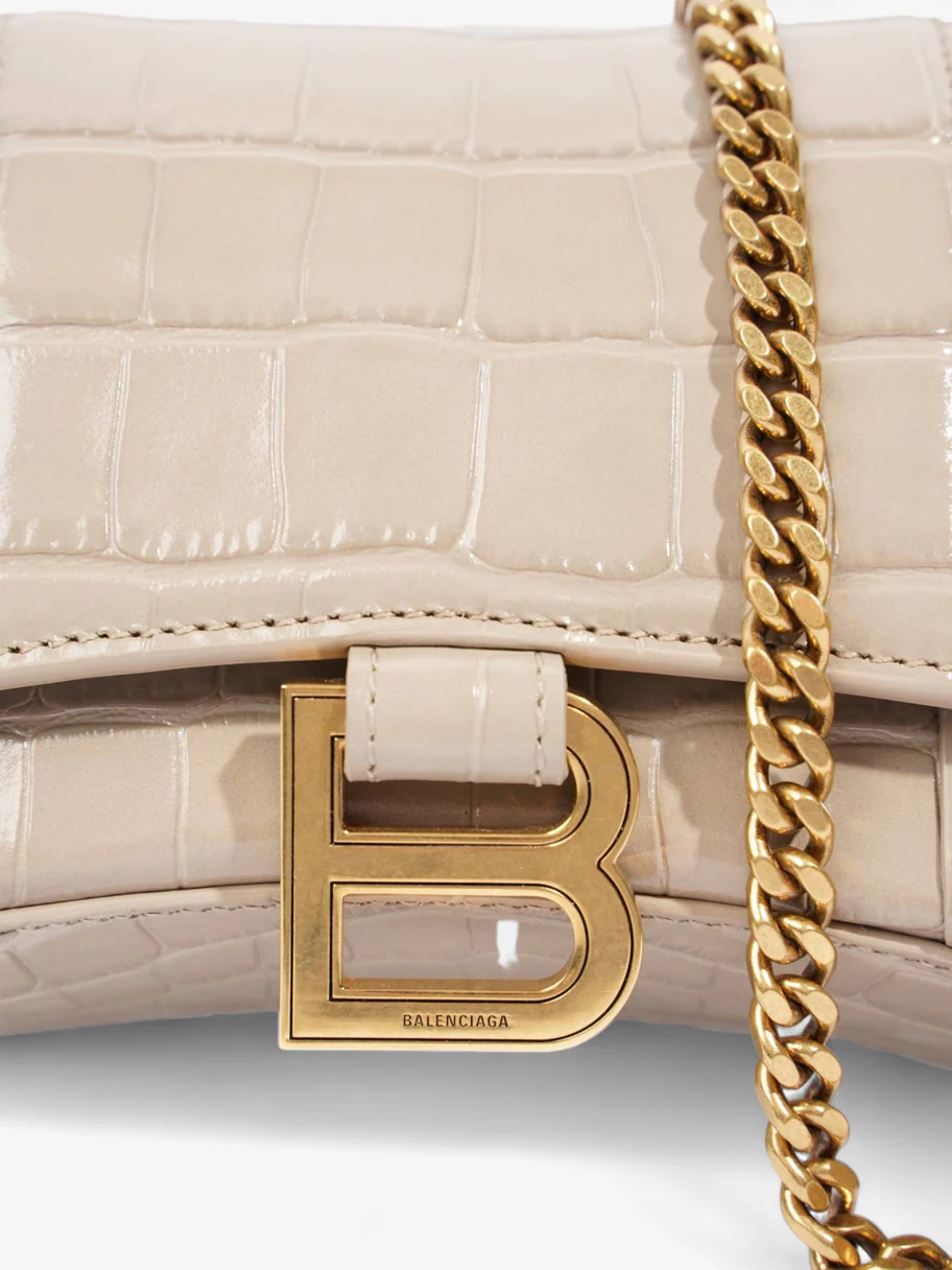 Сумка Balenciaga Croc Hourglass Wallet On Chain Grey Ebossed Leather