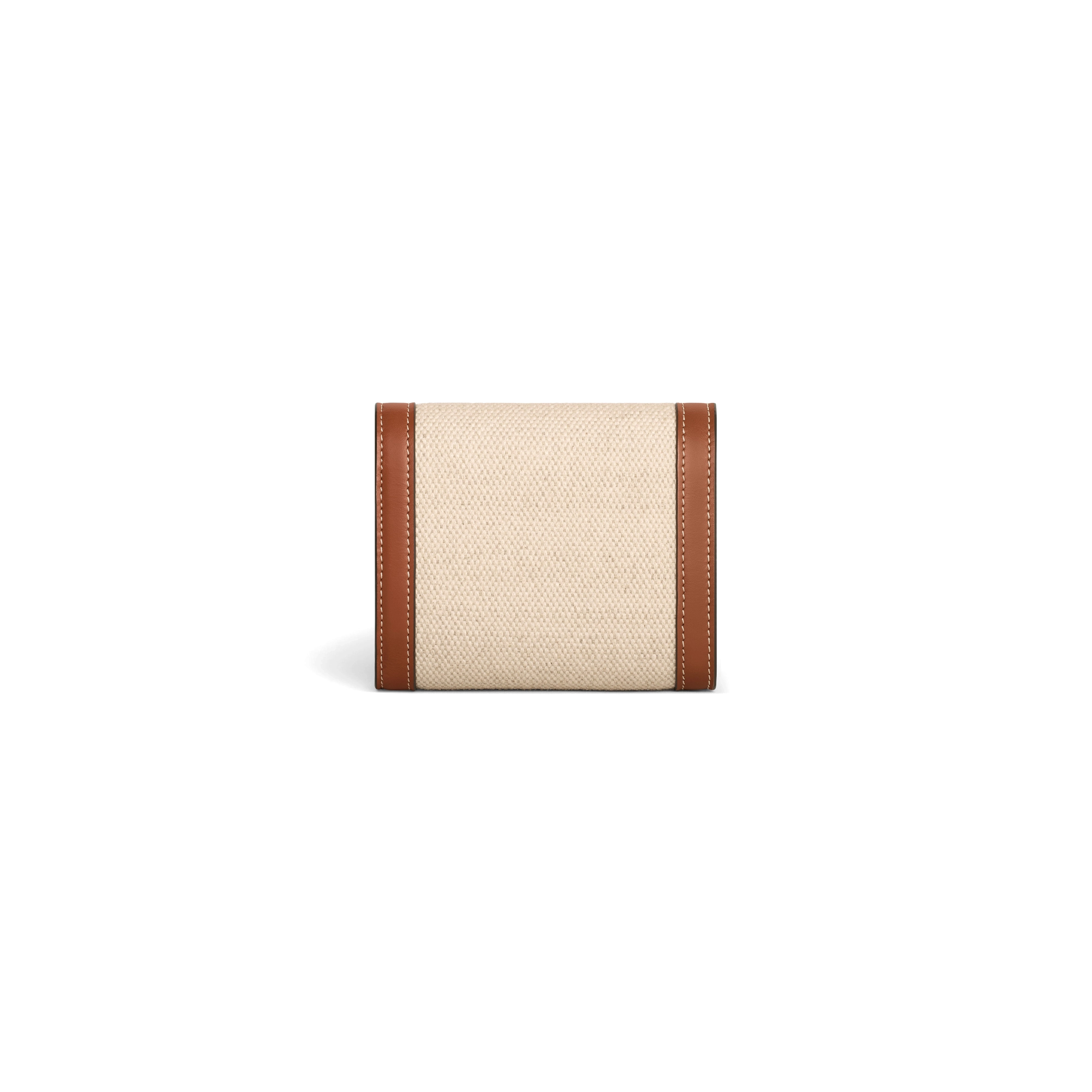 Кошелек Celine Small Flap Wallet Triomphe In Textile and Calfskin Natural/Tan 10D782DB2.02NT