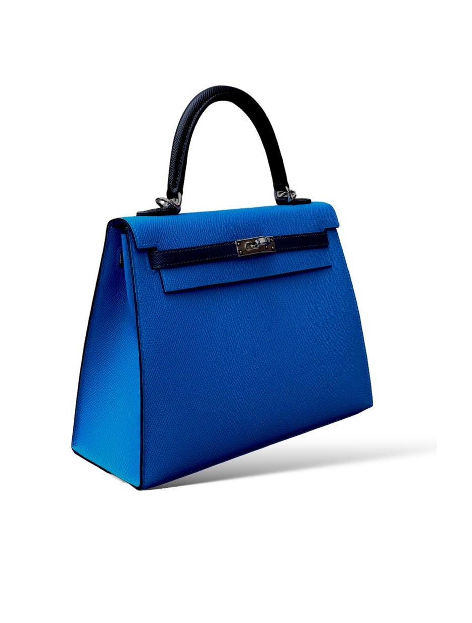 Сумка Hermes Kelly 20 Tricolor Bleu Zanzibar/Bleu de Prusse/Noir Veau Epsom PHW