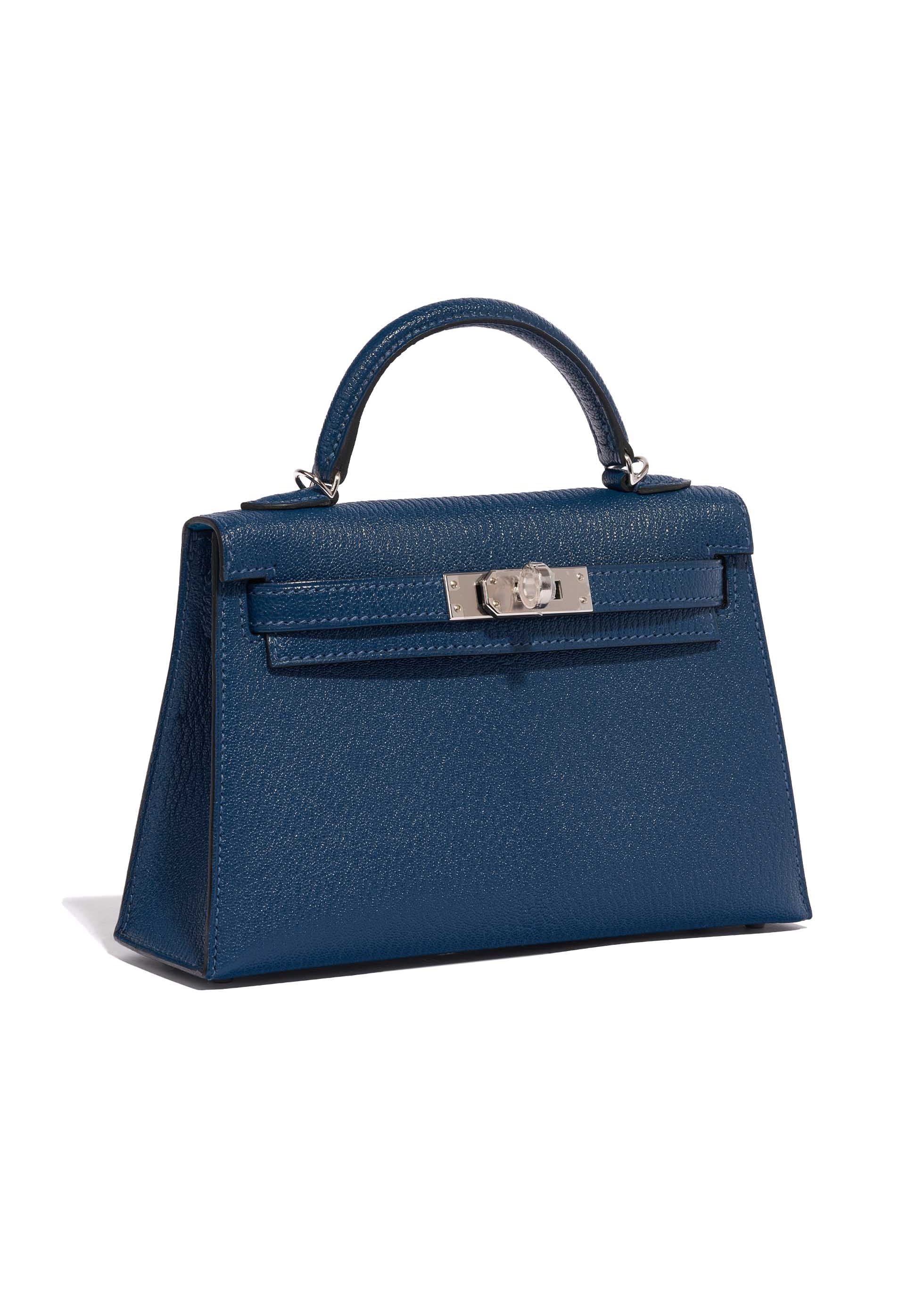 Сумка Hermes Mini Kelly 20 Chevre Deep Blue/Origan PHW