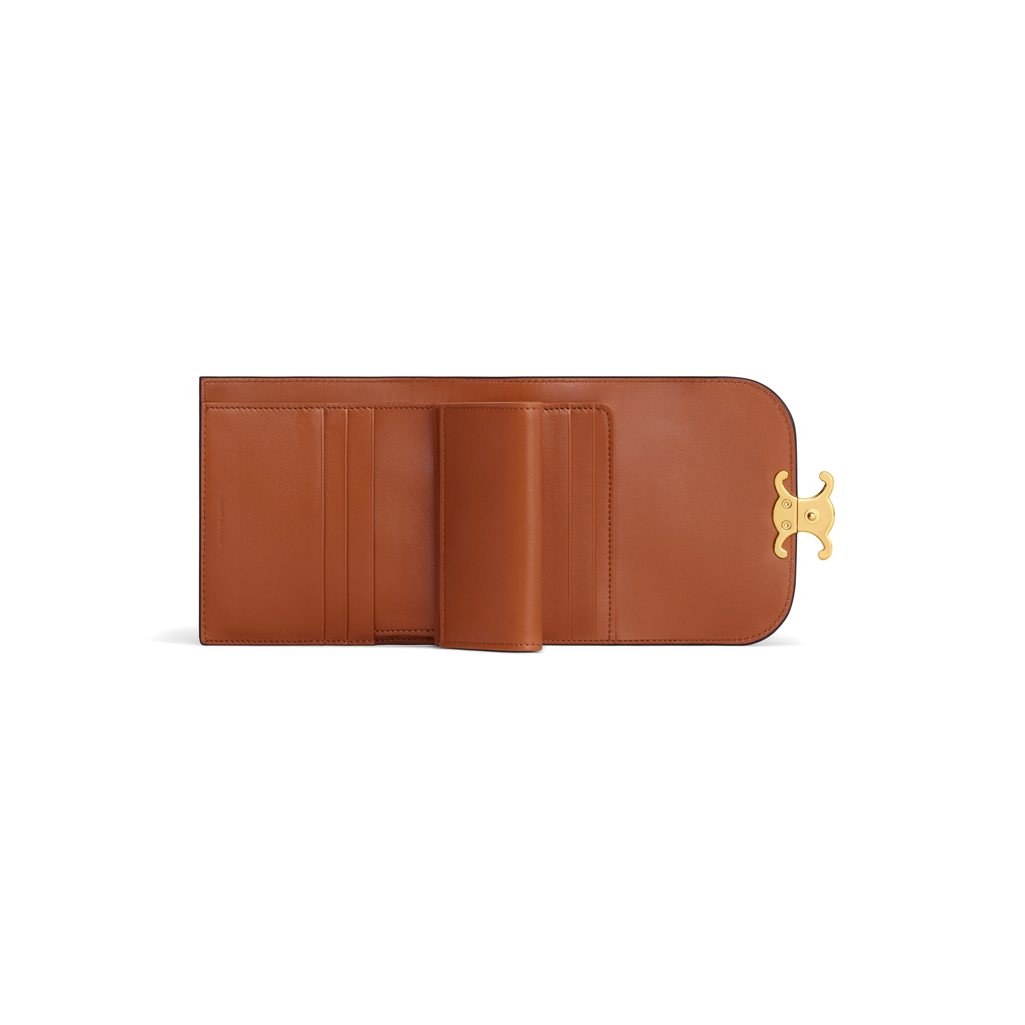 Кошелек Celine Small Flap Wallet Triomphe In Textile and Calfskin Natural/Tan 10D782DB2.02NT