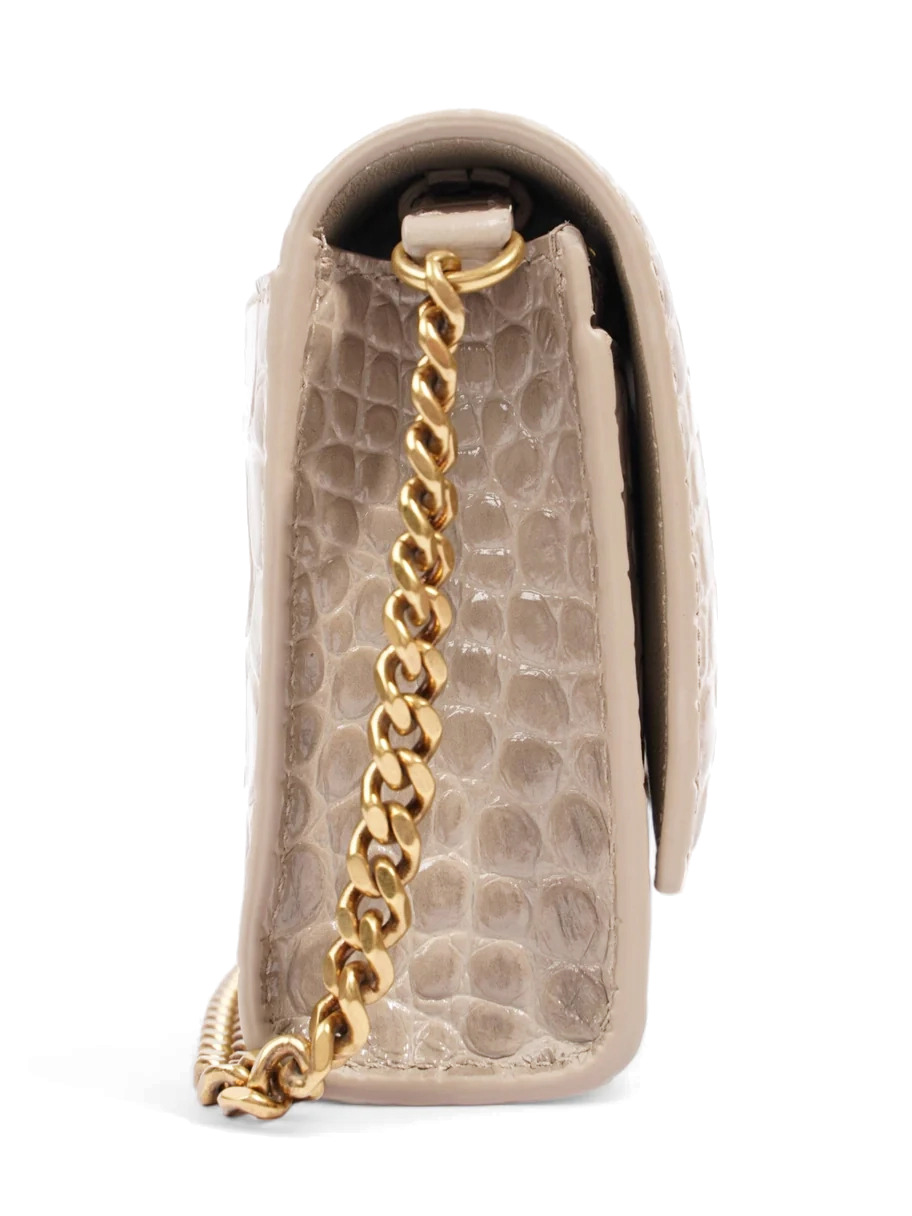 Сумка Balenciaga Croc Hourglass Wallet On Chain Grey Ebossed Leather