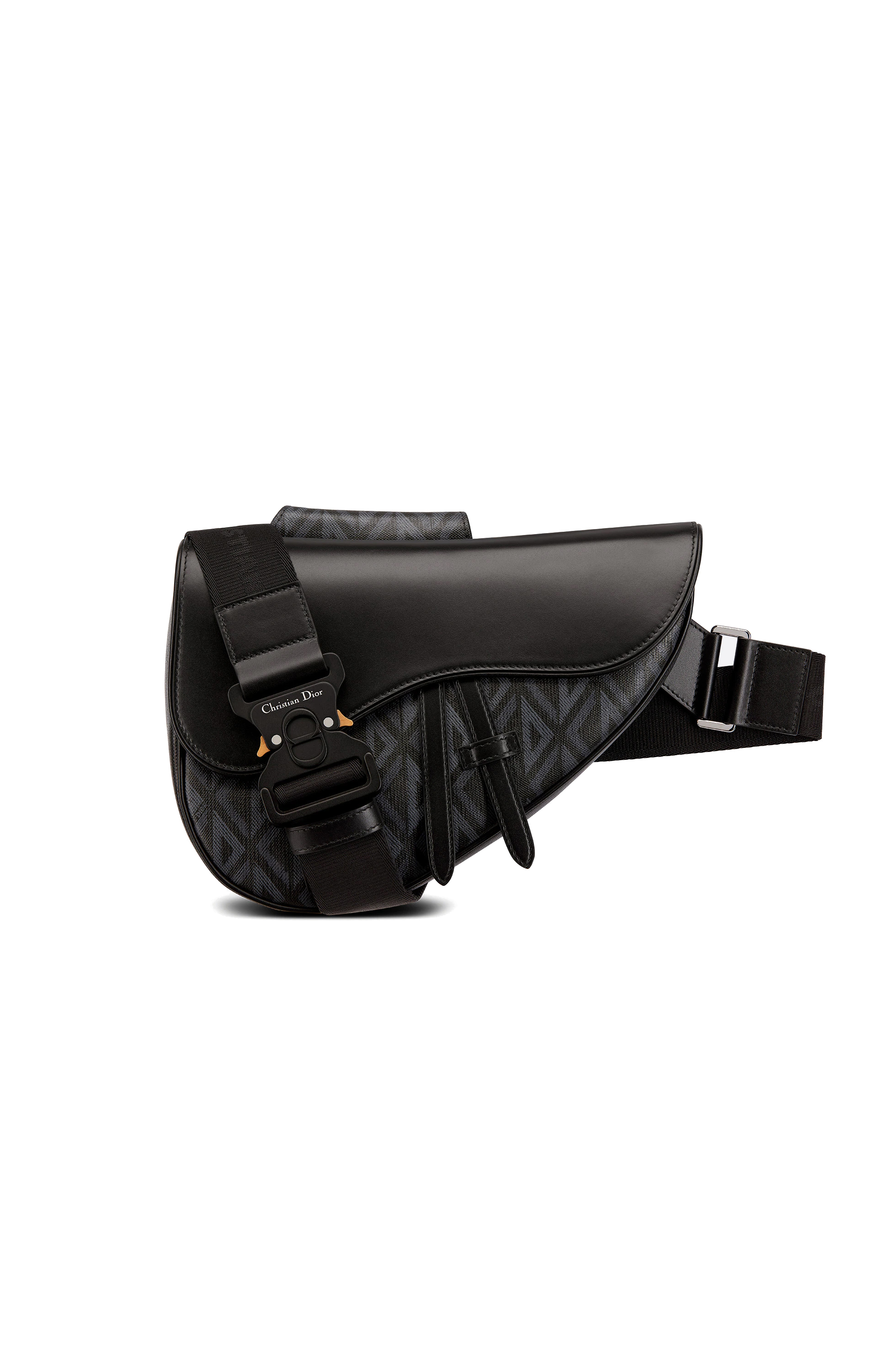 Сумка Christian Dior Saddle Bag Black CD Diamond Canvas and Smooth Calfskin 1ADPO093CDP_H43E