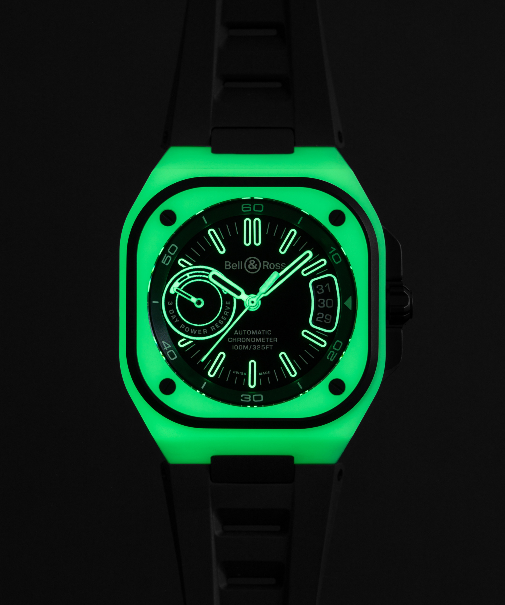 Bell & Ross BR-X5 Green Lum 41 mm BRX5R-LUM-TC/SRB